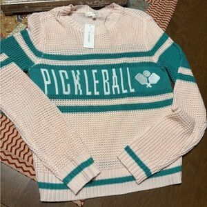Pickleball  Sweater - Cream and Green